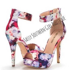 🆕⭐ Floral Ankle Strap Heels